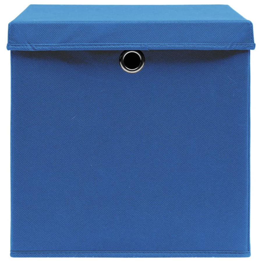 Opbergboxen Met Deksel 10 St 32X32X32 Cm Stof Blauw Blauw met deksels