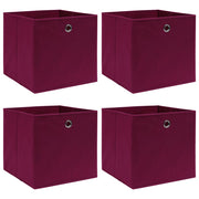 Opbergbox 4 st 32x32x32 cm stof donkerrood