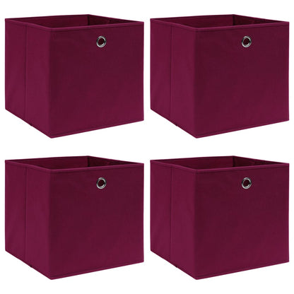 Opbergboxen 32X32X32 Cm Stof Donkerrood 4 Donkerrood zonder deksels