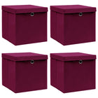 Opbergbox set 4 st 32x32x32 cm stof donkerrood