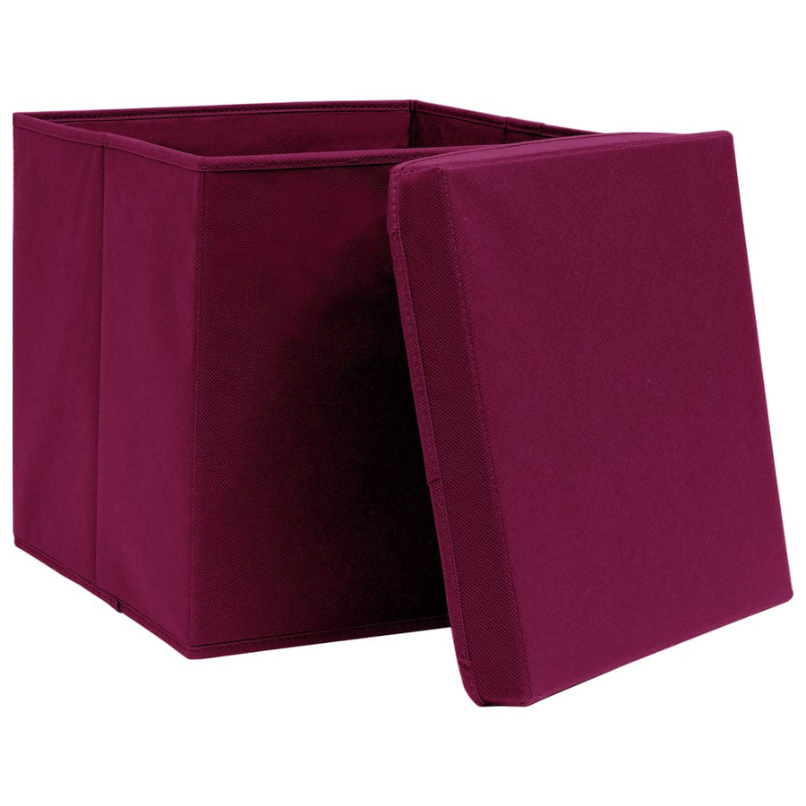 Opbergboxen Met Deksel 32X32X32 Cm Stof Donkerrood 4 Donkerrood met deksels