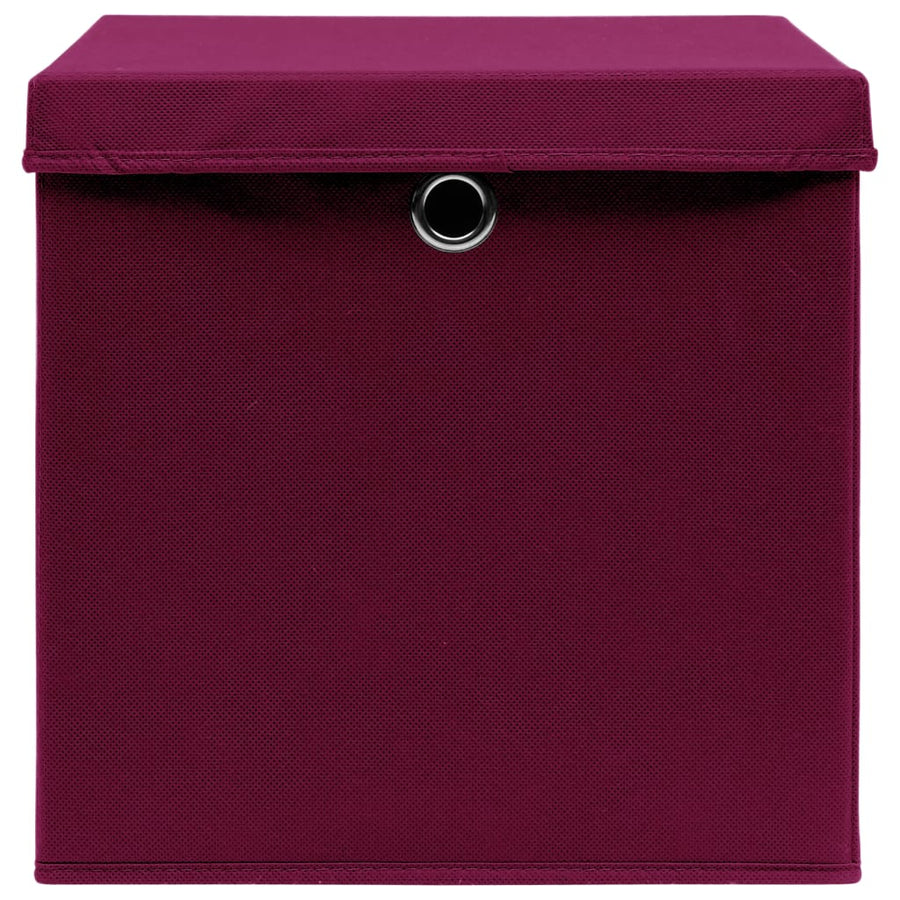 Opbergboxen Met Deksel 32X32X32 Cm Stof Donkerrood 4 Donkerrood met deksels