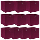 Opbergboxen 10 stuks 32x32x32 cm donkerrood