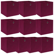 Opbergboxen 10 stuks 32x32x32 cm donkerrood