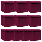 Opbergbox 10 st 32x32x32 cm stof donkerrood