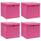 Opbergbox 4 st 32x32x32 cm stof roze