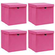 Opbergbox 4 st 32x32x32 cm stof roze