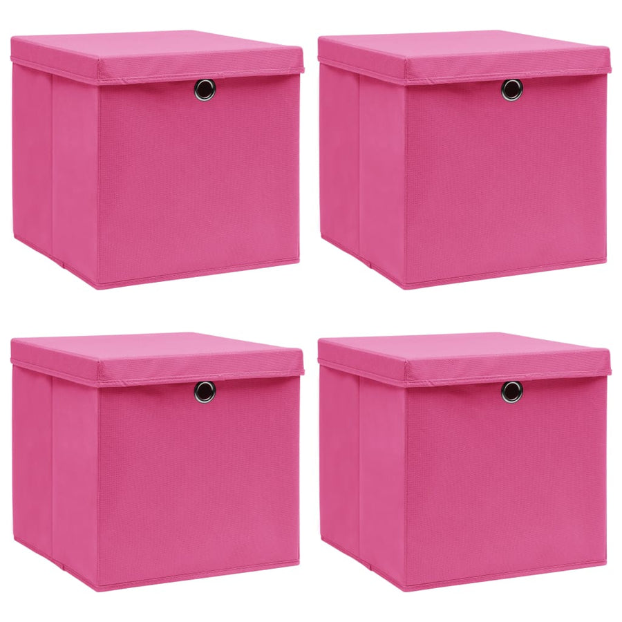 Opbergboxen Met Deksel 32X32X32 Cm Stof Roze 4 Roze met deksels
