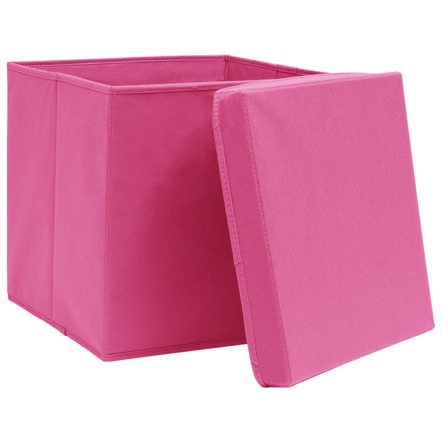 Opbergboxen Met Deksel 32X32X32 Cm Stof Roze 4 Roze met deksels