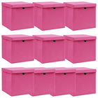 Opbergbox 10 st 32x32x32 cm stof roze