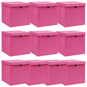 Opbergbox 10 st 32x32x32 cm stof roze