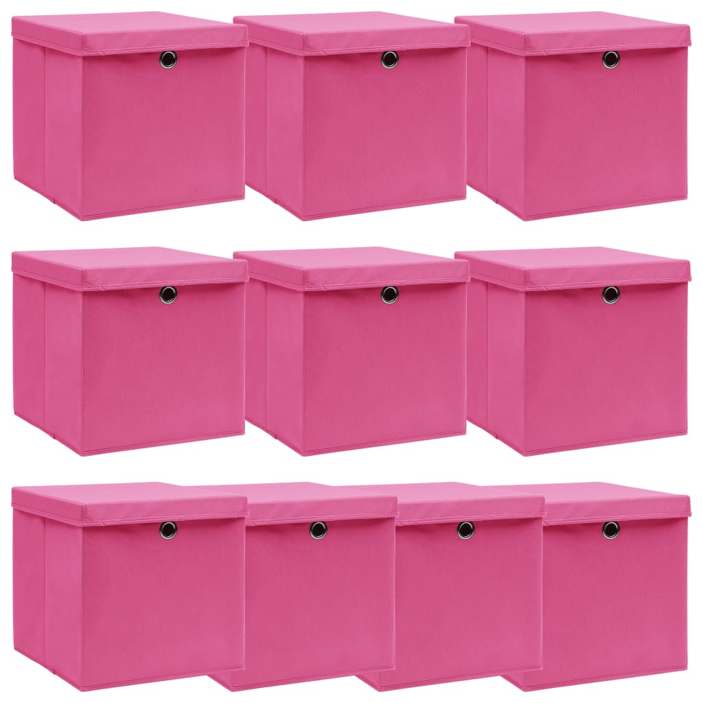 Opbergboxen Met Deksel 32X32X32 Cm Stof Roze 10 Roze met deksels