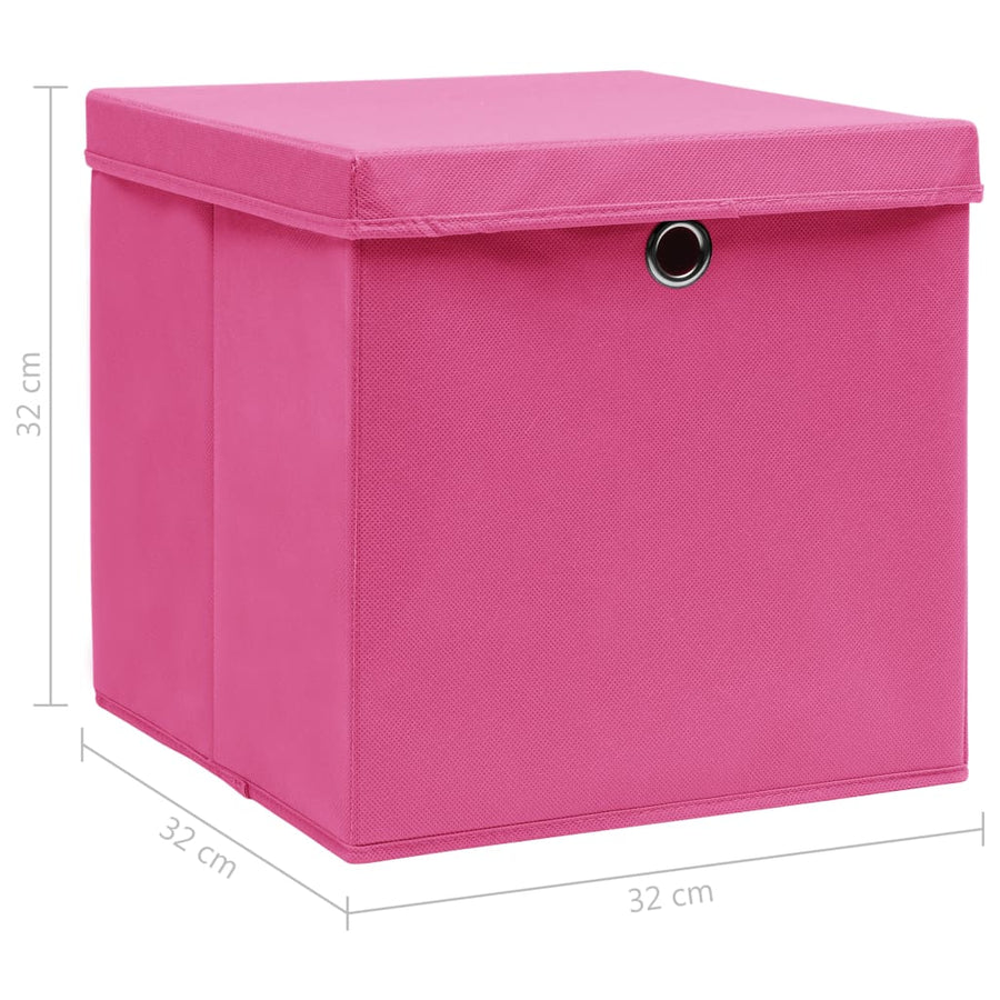 Opbergboxen Met Deksel 32X32X32 Cm Stof Roze 10 Roze met deksels