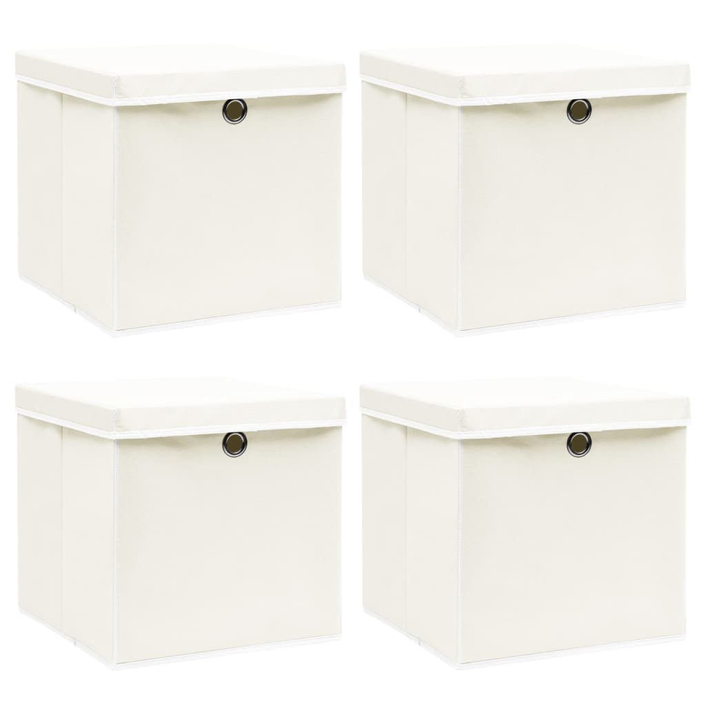 Opbergboxen Met Deksel 32X32X32 Cm Stof Wit 4 Wit met deksels