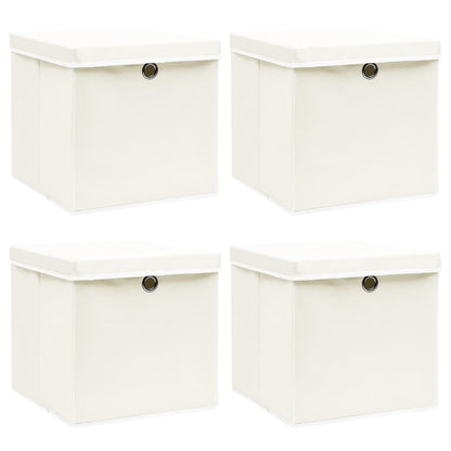 Opbergboxen Met Deksel 32X32X32 Cm Stof Wit 4 Wit met deksels