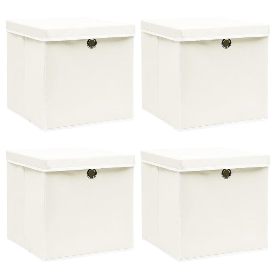 Opbergboxen Met Deksel 32X32X32 Cm Stof Wit 4 Wit met deksels