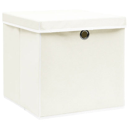 Opbergboxen Met Deksel 32X32X32 Cm Stof Wit 4 Wit met deksels