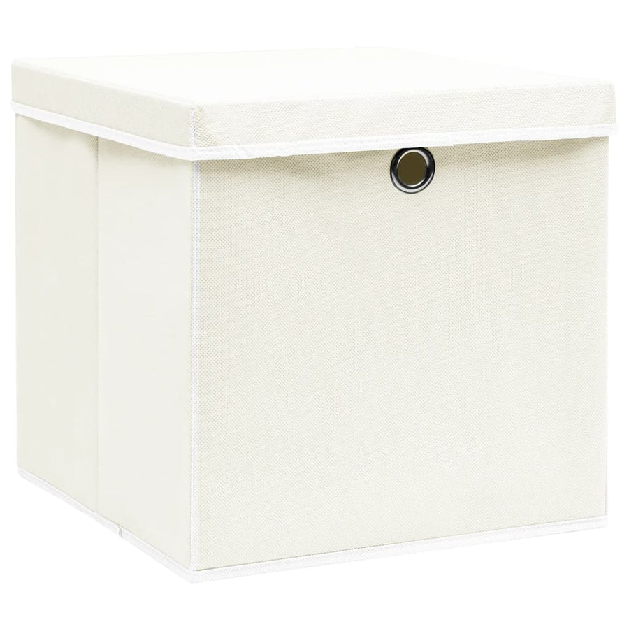 Opbergboxen Met Deksel 32X32X32 Cm Stof Wit 4 Wit met deksels