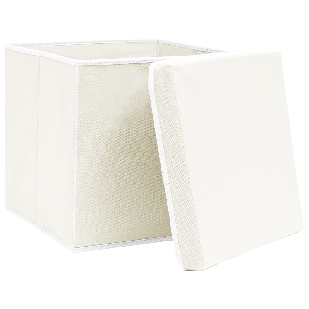 Opbergboxen Met Deksel 32X32X32 Cm Stof Wit 4 Wit met deksels