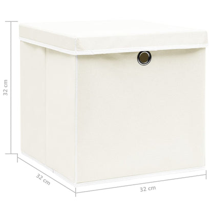 Opbergboxen Met Deksel 32X32X32 Cm Stof Wit 4 Wit met deksels