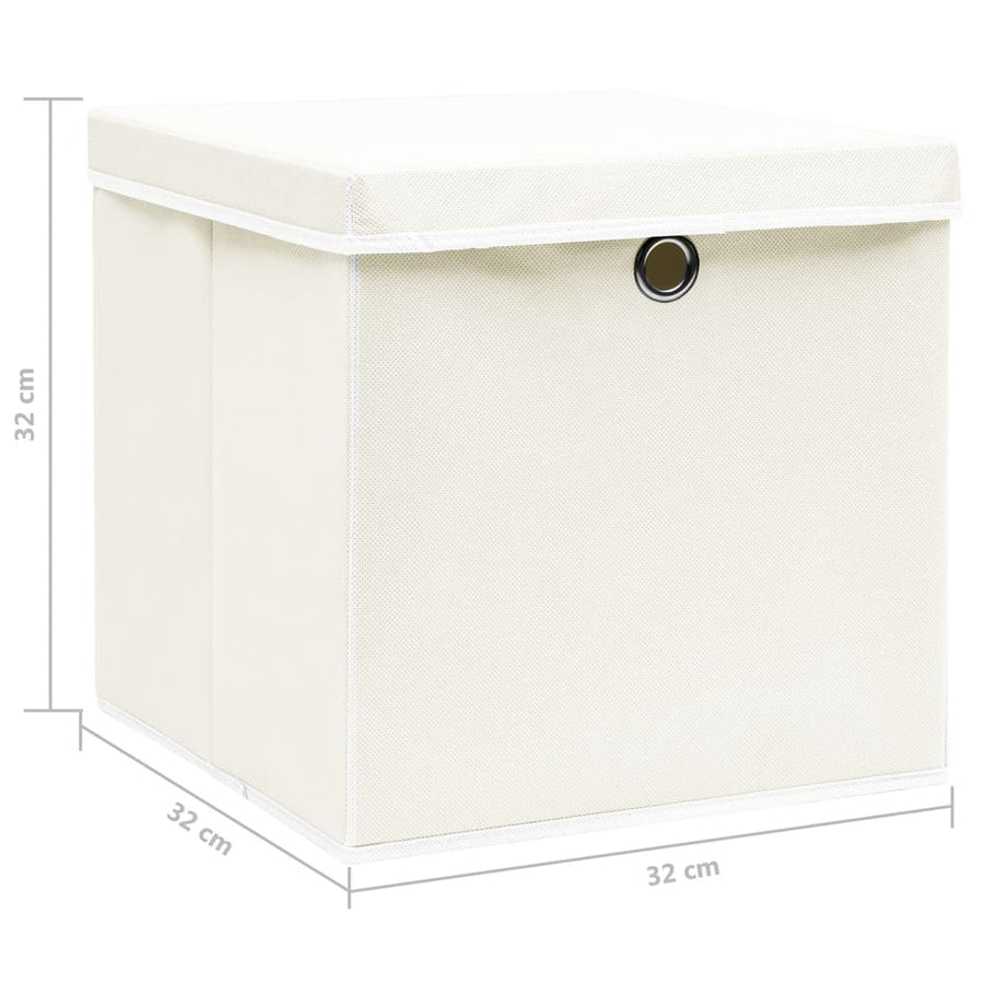 Opbergboxen Met Deksel 32X32X32 Cm Stof Wit 4 Wit met deksels