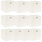 Storage boxes 10 pcs 32x32x32 cm fabric white
