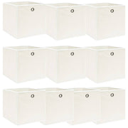 Opbergbox 10 st 32x32x32 cm stof wit