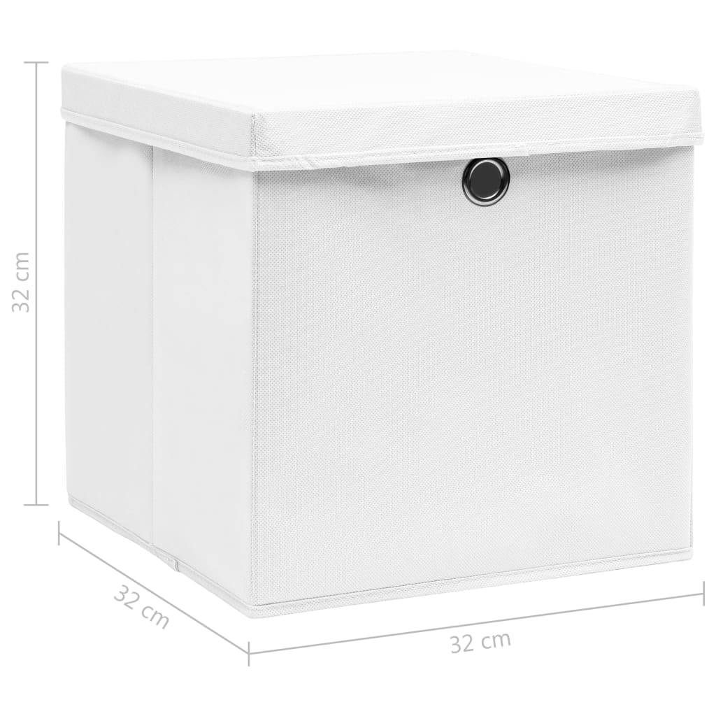 Opbergboxen Met Deksel 32X32X32 Cm Stof Wit 10 Wit met deksels
