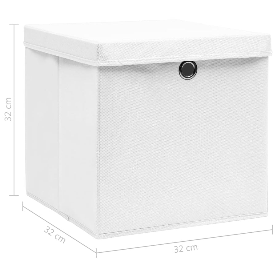 Opbergboxen Met Deksel 32X32X32 Cm Stof Wit 10 Wit met deksels