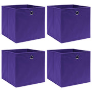 Opbergbox 4 st 32x32x32 cm paars stof