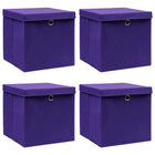 Opbergboxen 4 st 32x32x32 cm stof paars