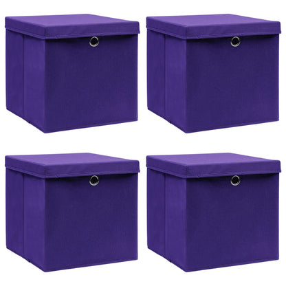 Opbergboxen Met Deksel 32X32X32 Cm Stof Paars 4 Paars met deksels