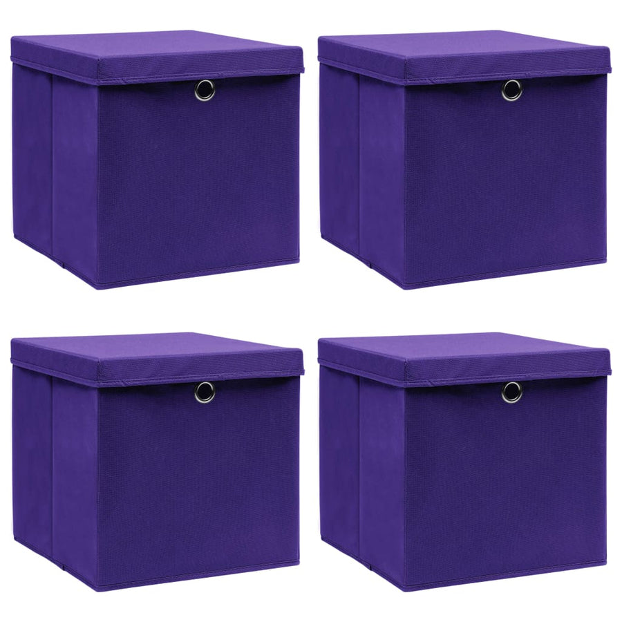 Opbergboxen Met Deksel 32X32X32 Cm Stof Paars 4 Paars met deksels