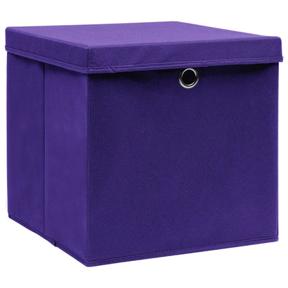 Opbergboxen Met Deksel 32X32X32 Cm Stof Paars 4 Paars met deksels