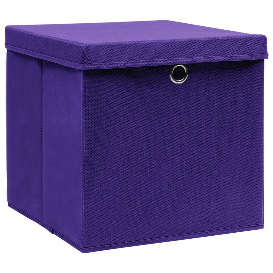 Opbergboxen Met Deksel 32X32X32 Cm Stof Paars 4 Paars met deksels
