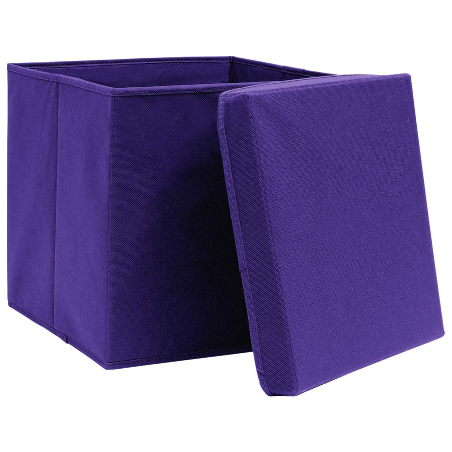 Opbergboxen Met Deksel 32X32X32 Cm Stof Paars 4 Paars met deksels