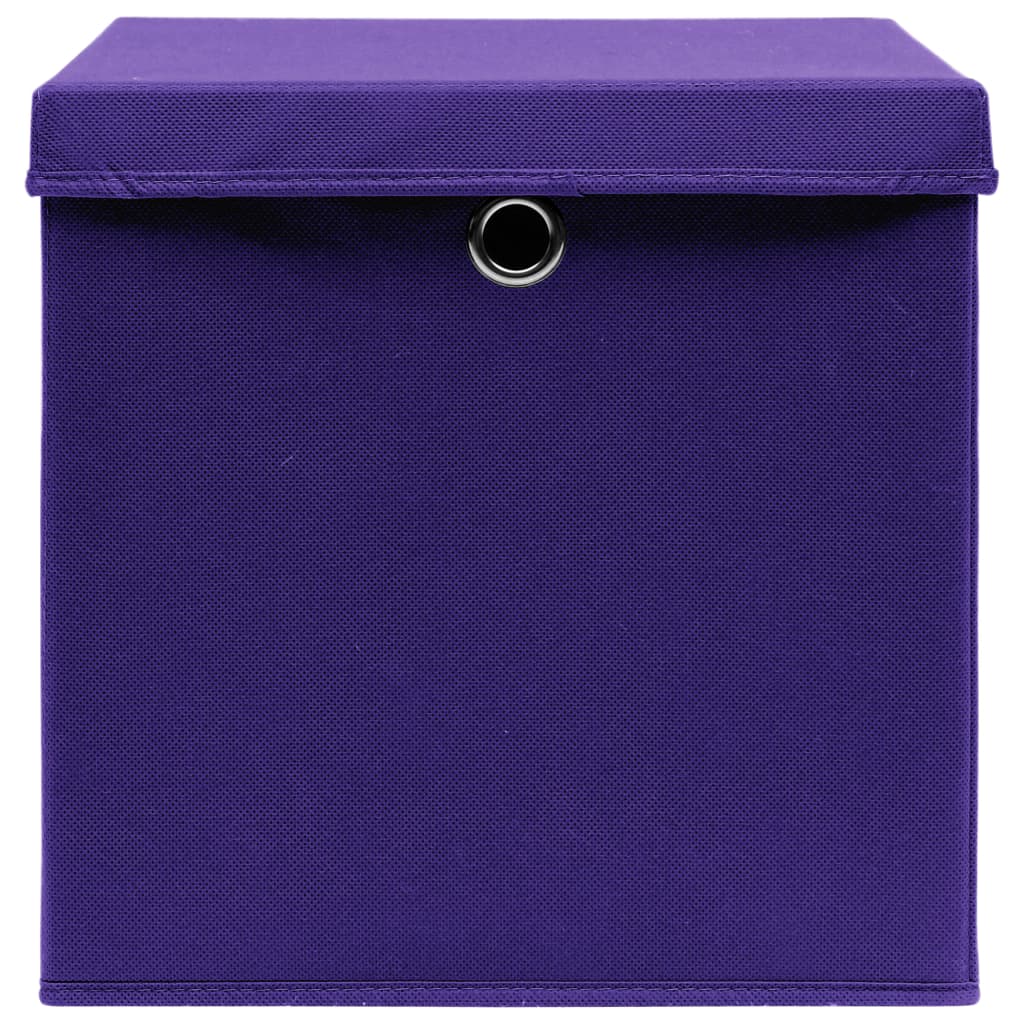 Opbergboxen Met Deksel 32X32X32 Cm Stof Paars 4 Paars met deksels
