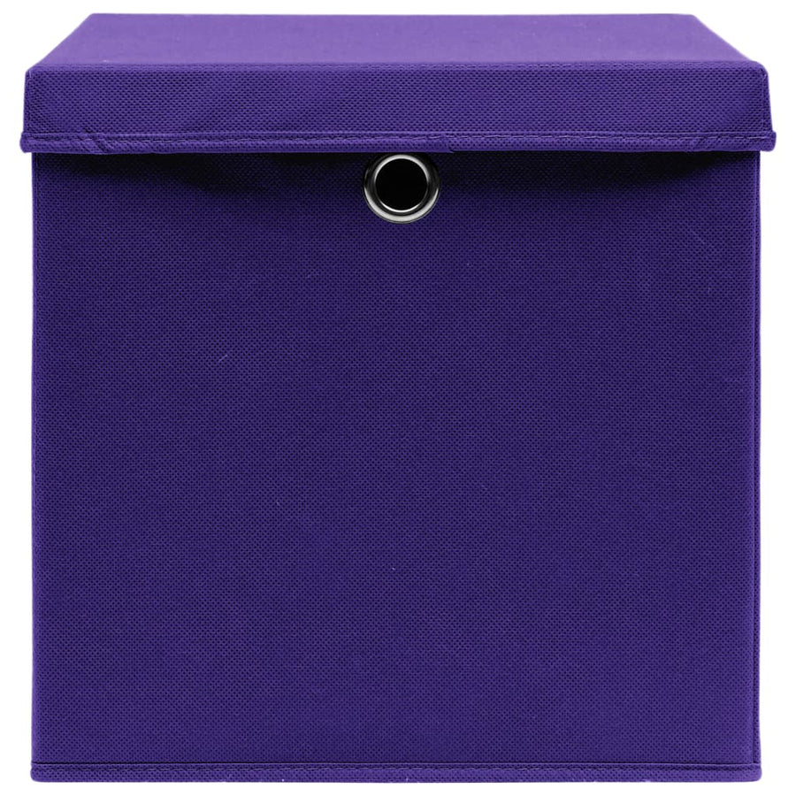 Opbergboxen Met Deksel 32X32X32 Cm Stof Paars 4 Paars met deksels
