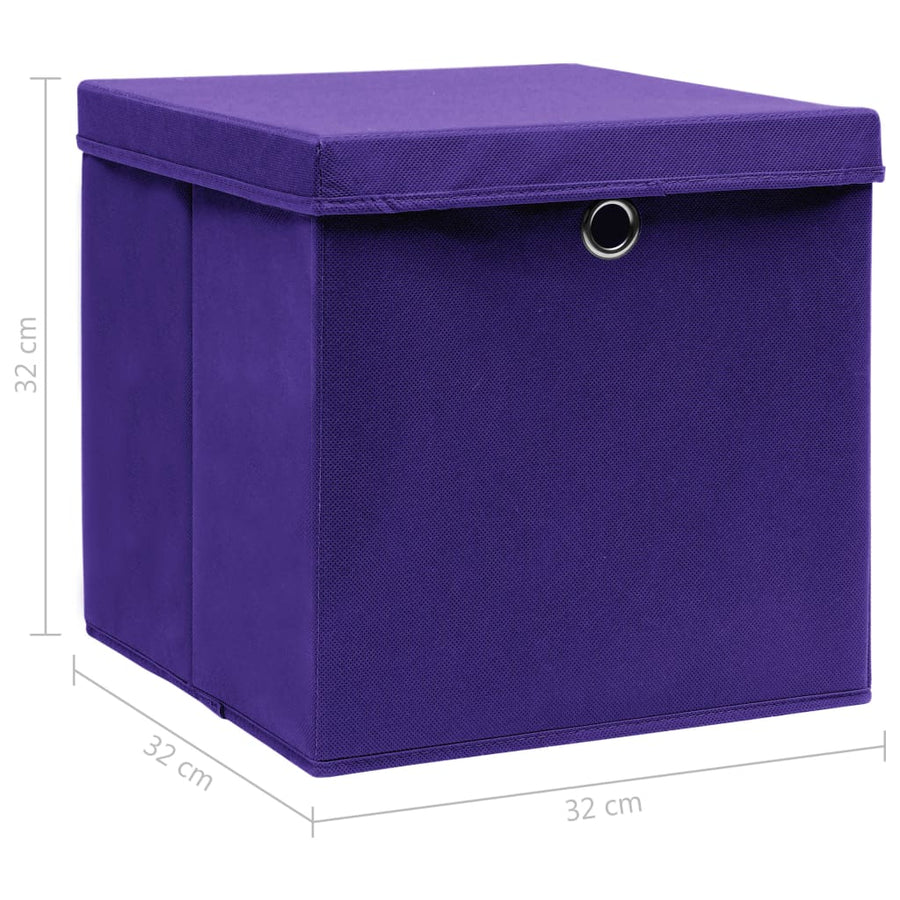 Opbergboxen Met Deksel 32X32X32 Cm Stof Paars 4 Paars met deksels