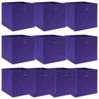 Opbergbox 10 st 32x32x32 cm paars stof