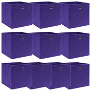 Opbergbox 10 st 32x32x32 cm paars stof