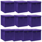 Opbergbox 10 st 32x32x32 cm stof paars