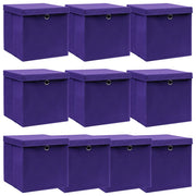 Opbergbox 10 st 32x32x32 cm stof paars