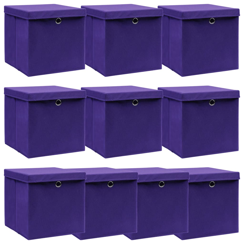 Opbergboxen Met Deksel 32X32X32 Cm Stof Paars 10 Paars met deksels