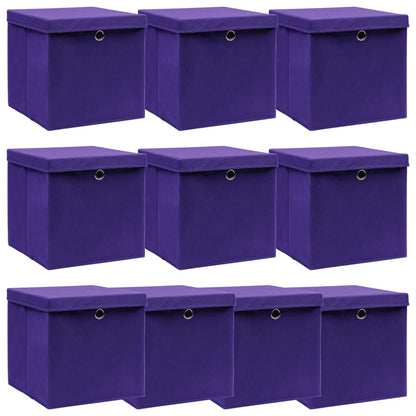Opbergboxen Met Deksel 32X32X32 Cm Stof Paars 10 Paars met deksels