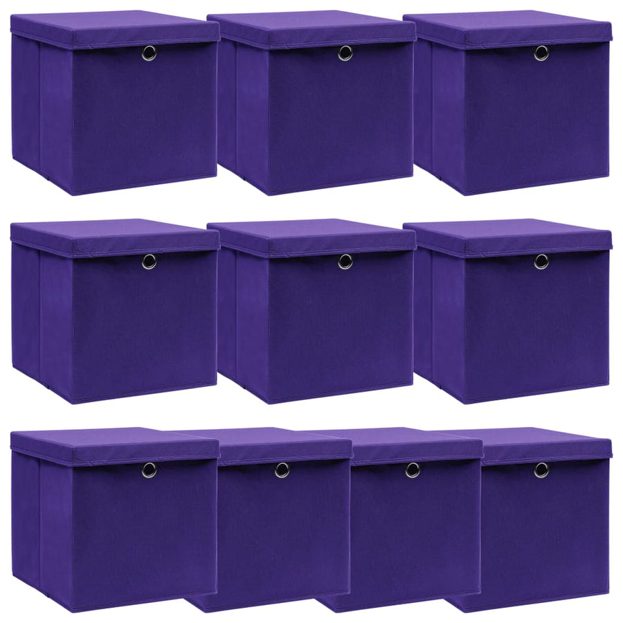 Opbergboxen Met Deksel 32X32X32 Cm Stof Paars 10 Paars met deksels