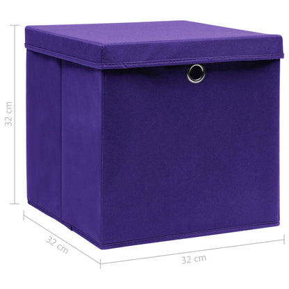 Opbergboxen Met Deksel 32X32X32 Cm Stof Paars 10 Paars met deksels