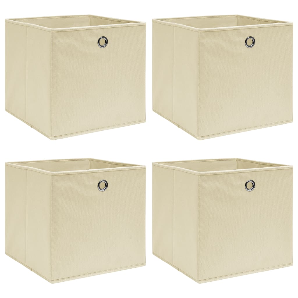 Opbergboxen 32X32X32 Cm Stof Crèmekleurig 4 Crème zonder deksels