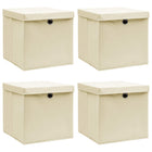 Opbergbox 4 stuks 32x32x32 cm stof crèmekleurig