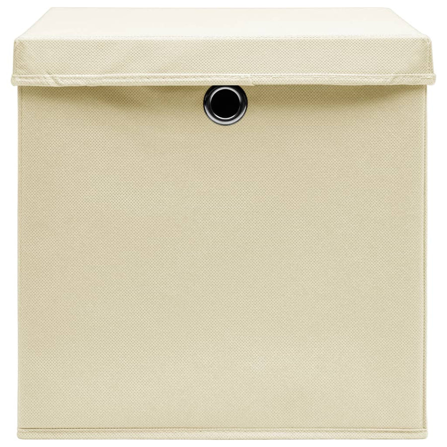 Opbergboxen Met Deksel 32X32X32 Cm Stof Crèmekleurig 4 Crème met deksels